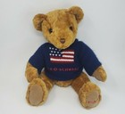 Fao Schwarz Brown Teddy Bear W  Flag Sweater Jointed Stuffed Animal Plush Toy