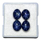 4 Pcs Natural Star Blue Sapphire 9x7mm Oval Cabochon Loose Gemstones Lot