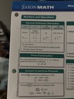 Saxon Math Binder Inserts Student Reference Charts Courses 1-3