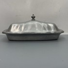 Vintage Wilton Armetale Pewter Queen Anne Butter Dish Glass Insert Tray Cover