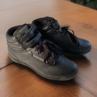 Vtg New Reebok Freestyle Hi Black Leather Trainer Sneakers Shoes Women   s Sz 4