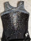 Gk Elite Gymnastics Leotard Black Rhinestone Chic Diamond Tank Child Medium Cm