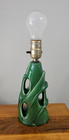 Mid Century Modern Vintage Green Ceramic Lamp With Holes Abstract 11 