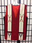 Vintage Ethnic Naga Ao Traditional Men s Waistcoat Red Vest Stripes S-m Vtg