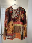 Vintage 80 s Chico s Design Patchwork Hooded Colorful Floral Print Jacket Size L