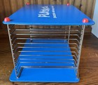 Vintage Playskool Wood Metal Blue Puzzle Storage Rack Holds 12 Tray Puzzles 