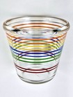 Vtg 50s Mcm Hazel Atlas Fiesta Stripes Rainbow Glass Ice Bucket bowl Mid Century