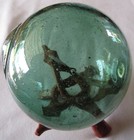Japanese Glass Fishing Float 5  Deep Sea Green Bubbles Antique  stand Usa Bz
