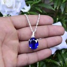 Certified 23 75 Ct Natural Blue Sapphire Loose Gemstone Pendant In 925 Silver