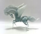 Vtg Blue   White Murano Style Art Hand Blown Glass Pegasus Horse 4 75 