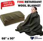 Ever Ready Warm Wool Fire Retardant Blanket 66  X 90  Us Military Style - Green