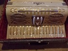 Vintage Lira International Accordion-italy-pearloid Gold With Black Leather Case