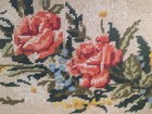 Vtg  Needlepoint Floral  Set Of 2 With Roses   Wildflowers Gold Wood Frame 8x10