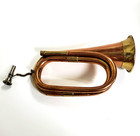 Vintage Brass   Copper Bugle Us Military Signal Cavalry Horn With Mouthpiece