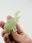 Vintage Green Stone Elephant Figurine Carved Translucent Jade Serpentine