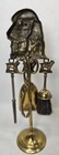  Spaniel Brass Fire Place Tools Edwardian Signed England Cocker Springer Dog Atq