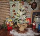 Primitive Mini Artificial Spruce Pine 14  Snow Flocked Table Top Christmas Tree