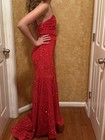 Red Sequin Mermaid Formal Gown Strapless Sweetheart Prom pageant Dress Size Xs