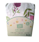 Crib Sheet Fitted Baby Bed Pink Flowers Green Leafs New Organic Cotton 52 X 28