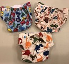 New lot 3 lbb cloth Reusable Baby Diapers dinosaurs Animals adjustable pocket