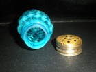Antique Eapg Hobbs Blue Opalescent Coin Dot Swirl Salt   Pepper Shaker