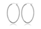 2mm Thick 925 Sterling Silver 27mm Oval French Lock Hoop Earrings Made In Italy