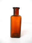 Vintage Amber Brown Square Glass Bottle 4 