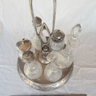 Vtg 6 Condiment Cruet Set By Middletown Silver Plate Co Triple Plate  read 