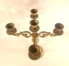 Vintage  4 Arms Holds  5 Candles 12 Inch High Brass Candlestick Holder