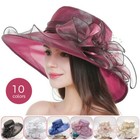 Lady Elegant Wide Brim Kentucky Derby Sun Hat Women Wedding Tea Party Church Cap
