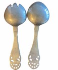 Norway Tinn Pewter Serving Fork And Spoon Vintage