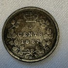 1882 H Canadian 5 Cent Silver Coin