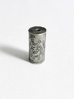 Asian Silver Figural Bead Hand Etched Vintage Chinese Cylinder Focal