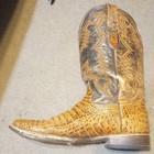 Men s Western Cowboy Boots Crocodile Print Tan brown Pull-on Us 12