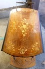 Vintage Italian Marquetry Inlaid Wood Serving Tea Or Bar Cart With Wheels