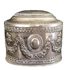 Vintage French Baroque Jewelry Box Casket Silver Plated Black Felt Lined