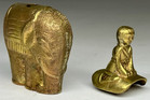 Vintage 19th Century Chinese Engraved Solid Brass Snuff Bottle Riding Elephant
