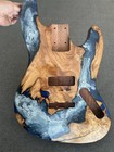 Aaaa Mahogany Burl Wood   Sky Blue Epoxy Resin Electric Bass Guitar Body