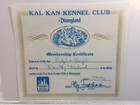 Disneyland Kal Kan Kennel Club Membership Certificate Letter   Card 1973 Tnkl