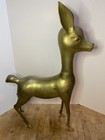 Pair Of Large Vtg Mcm Hollywood Regency Brass Deer Statues - 20  Tall - 16 Lbs