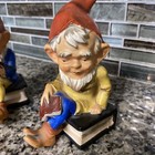 2 Vintage Ceramic Pixie Elf Gnome Sitting Shelf Book Figurine Old Man Japan 5   