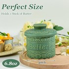 Butter Crock With Lid For Countertop   ceramic French 6 7oz  Matte Green 