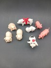Vintage Lot Of 8 Tiny Miniature Pig Figurines Old Collection Unique Collectibles