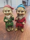 Vintage Set Of 2 Christmas Elf Gnomes-made In Japan-5  Chalkware ceramic Mcm