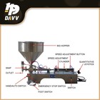10-1000ml Liquid Thick Paste Filling Machine Piston Filler 8 Gal Mixing Hopper