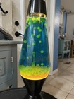 Functional Vtg 1998 Lava Lite Starlite Lamp Black Base Blue yellow Wax  1424