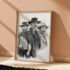 The Good The Bad And The Ugly Drawing Sketch Print 8  X 10  Wall Art Home Decor