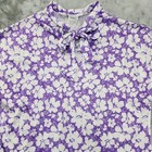 Vintage Adam Jay Fashions Top Womens M Purple White Floral Tie Neck Cap Sleeve