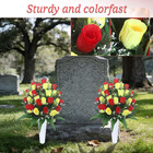 Artificial Cemetery Flowers With Vases 2 Sets Memorial Rose Bouquets