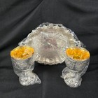 Shabbat Kiddush Goblet   Tray Set Box Silver Plated Engraved Grapes Vintage